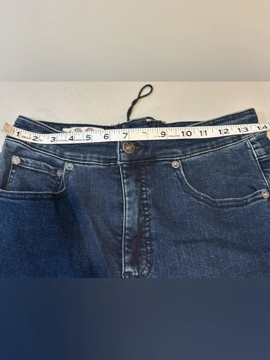 Jeans Free People Curvy High Rise Cropped Lace Up Dark Wash Stretch Waist Jeans - Picture 7 of 16